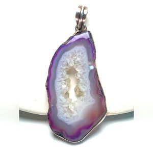 Amethyst Geode & Sterling silver Pendant